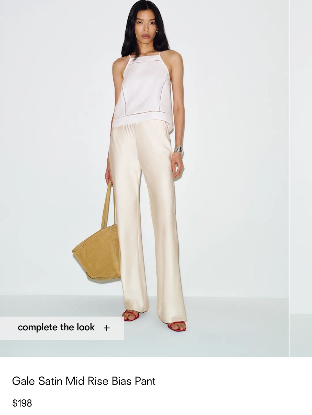 Reformation Gale Satin Wide-Leg Pants - Cream